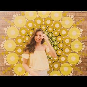 Yellow off the shoulder shirt